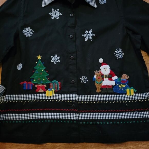🎄 Lemon Grass Studio Button Down Christmas Blouse - Picture 3 of 11